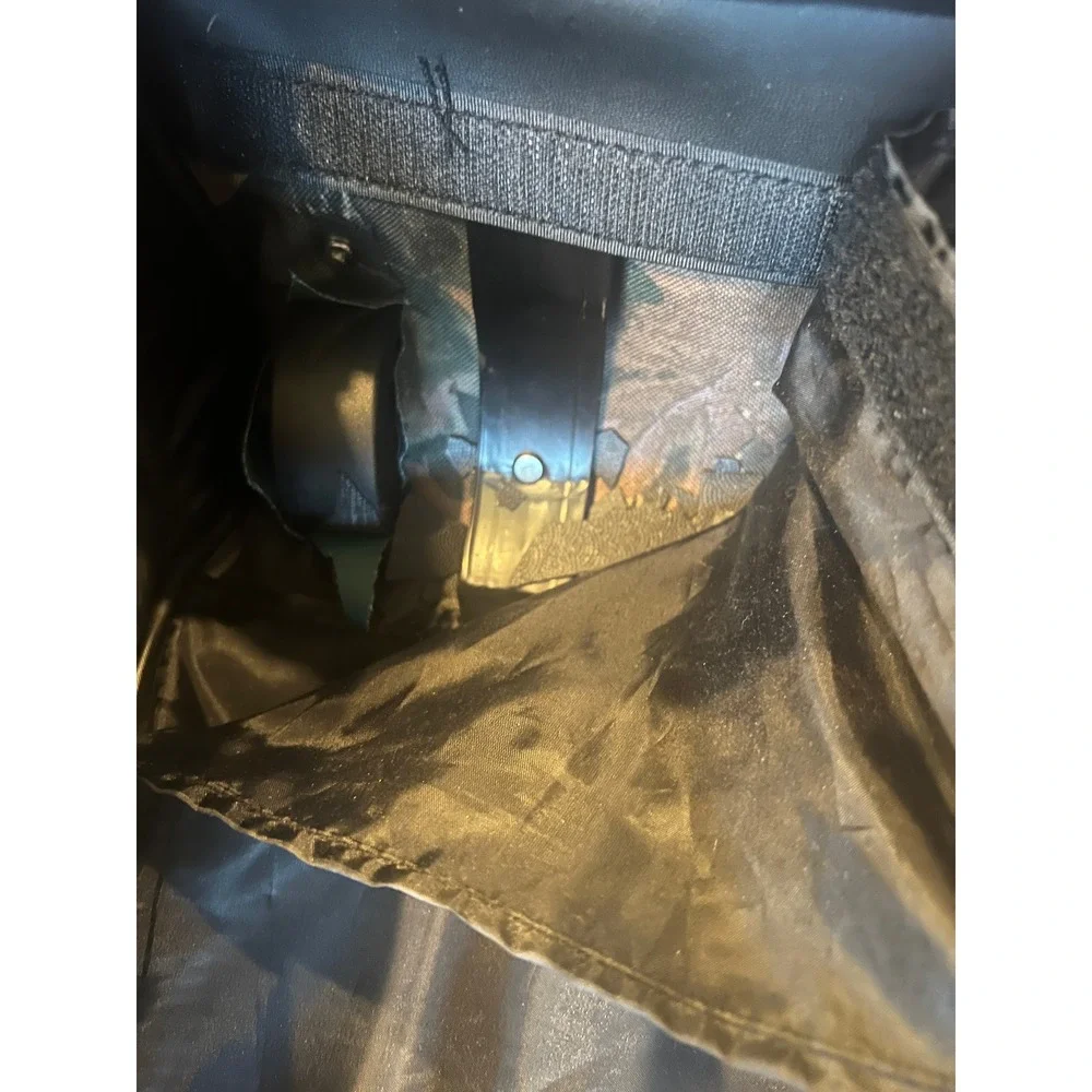 Vintage 90s Genuine Leather Patchwork Rolling Backpack Black Wheeled Travel Bag